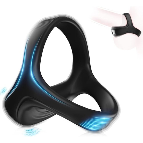 Ultra-soft male penis ring, enhanced pleasure, silicone triangle penis ring, 10 strong vibration modes, couple sex toys