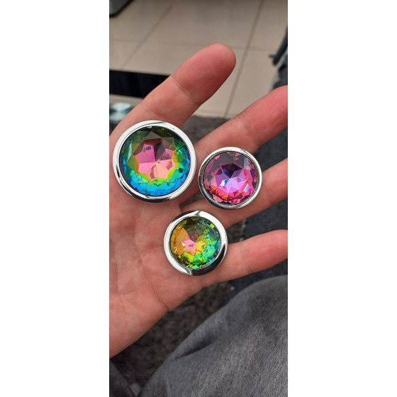Metal butt plugs, rainbow crystal butt plugs, three sizes, pure pleasure for women, couples and men, anal toy sets
