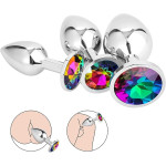 Metal butt plugs, rainbow crystal butt plugs, three sizes, pure pleasure for women, couples and men, anal toy sets