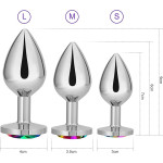 Metal butt plugs, rainbow crystal butt plugs, three sizes, pure pleasure for women, couples and men, anal toy sets