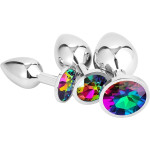 Metal butt plugs, rainbow crystal butt plugs, three sizes, pure pleasure for women, couples and men, anal toy sets