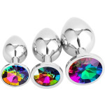 Metal butt plugs, rainbow crystal butt plugs, three sizes, pure pleasure for women, couples and men, anal toy sets