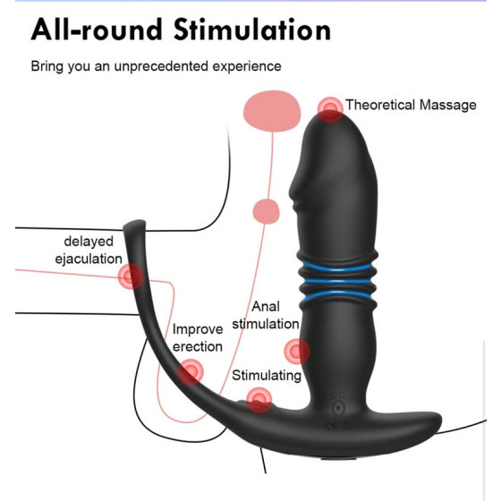 Double-ring lock adjustable rear cavity prostate massager with remote control for extending and retracting, rear cavity anal plug with vibration function, erotic sex toy